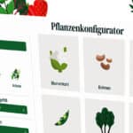 Screenshot kostenloser Beetplaner online – Pflanzenkonfigurator Bildern verschiedener Gemüse wie Blumenkohl, Bohnen, Brokkoli